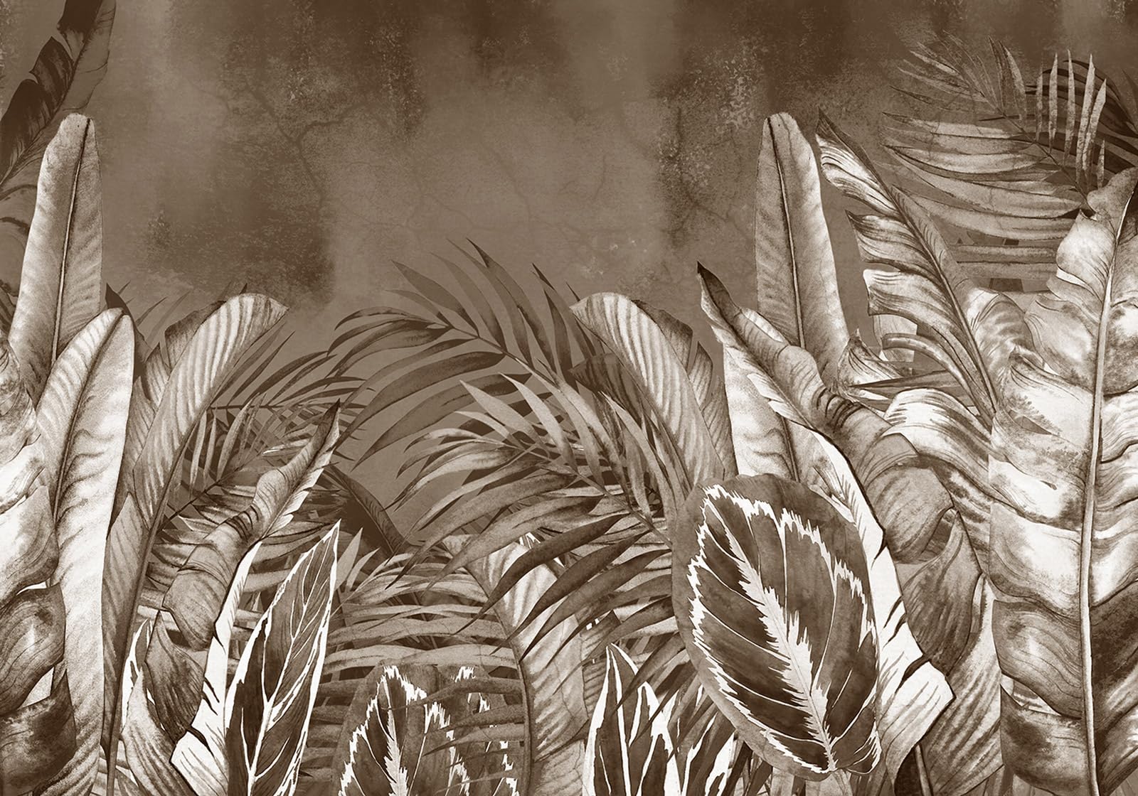 Papier peint panoramique feuilles tropicales haut de gamme Lumalea format XL