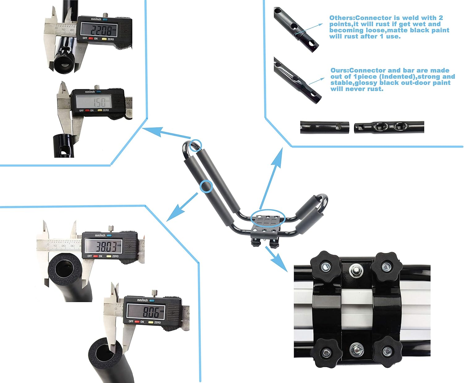 Mrhardware A01 Kayak Roof Rack for SUV Car Top Roof Mount Carrier J Cross Bar Canoe Boat (1 Pairs) : Sports & Outdoors