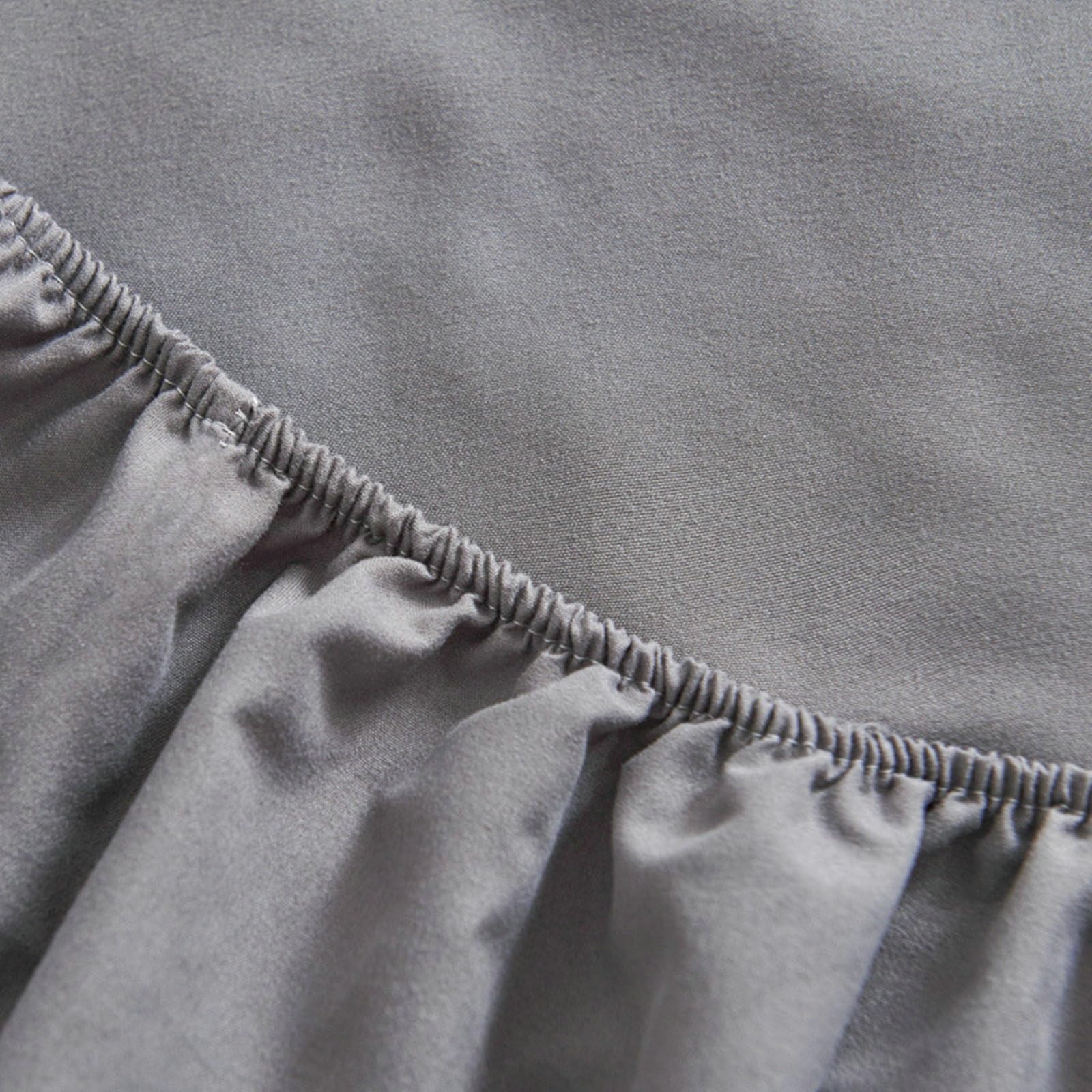 Epinki Bettlaken & 2er Kissenbezüge 180x220cm Set Allergiker, Spannbettlaken Spanner Einfarbig Hellgrau Textilien Klassische, Baumwolle Bett Laken Bezug für Boxspringbett & Wasserbett