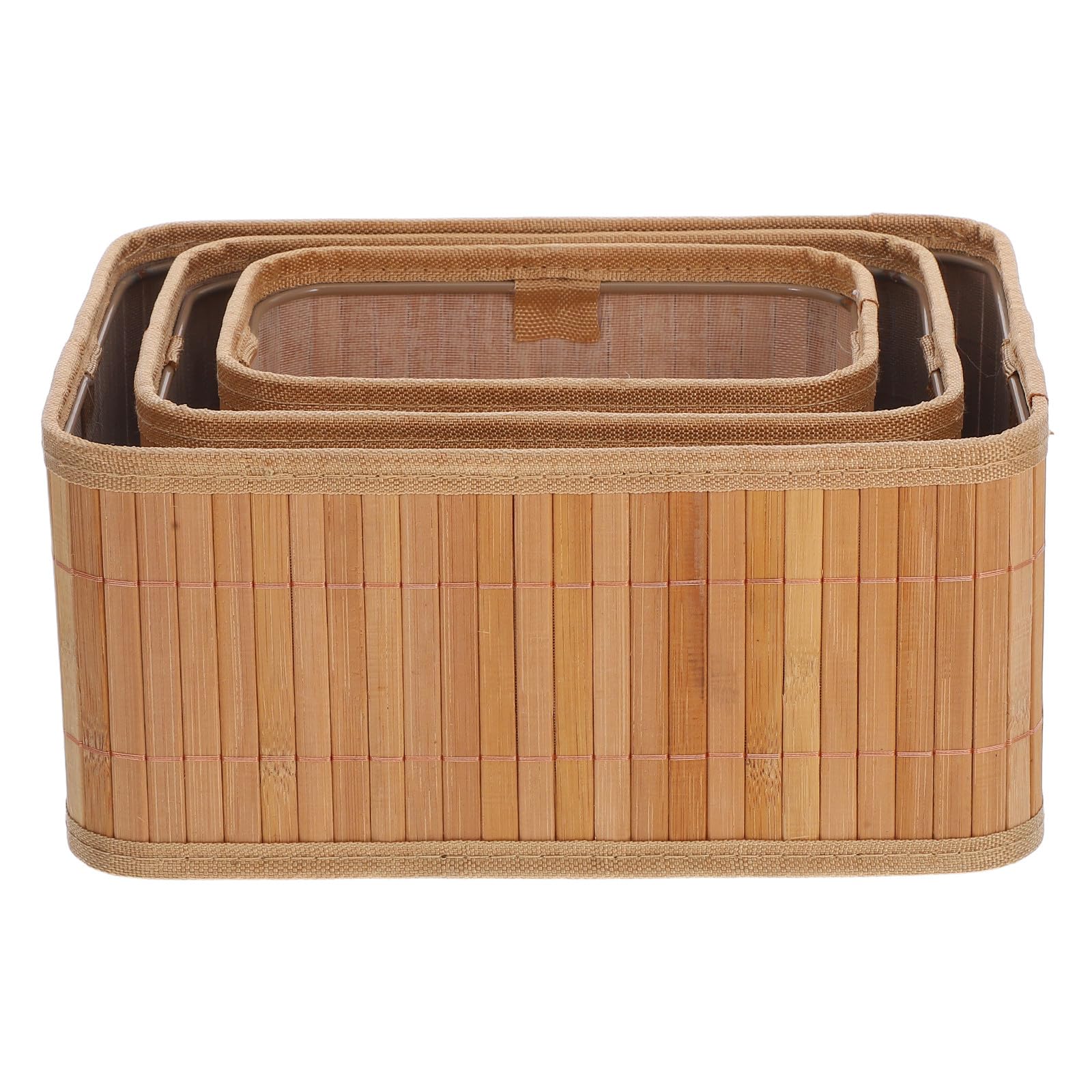 Panier de rangement tressé pour salon et cuisine : lot de 3 en bambou naturel