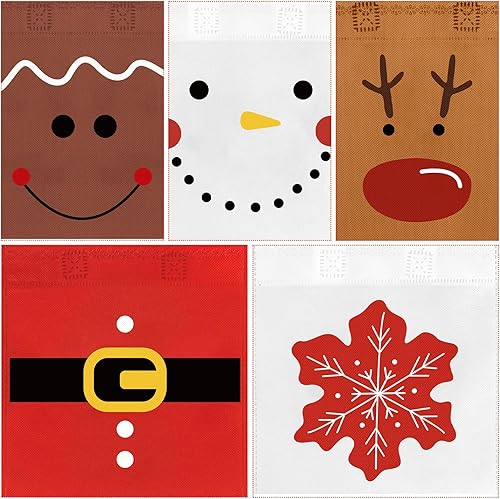 Miniatura 4 de FHzytg Paquete de 20 bolsas de regalo de Navidad, bolsas de favor de fiesta de Navidad con estampado de hombre de jengibre, muñeco de nieve, reno,