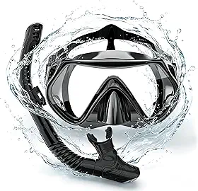 Kit de Snorkeling Profissional, Máscara com Visão Panorâmica de 180°, Lentes Duplas Temperadas Anti-Embaçantes, Respirador Semi-Seco, Silicone 3D