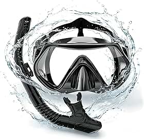 Kit de Snorkeling Profissional, Máscara com Visão Panorâmica de 180°, Lentes Duplas Temperadas Anti-Embaçantes, Respirador Semi-Seco, Silicone 3D