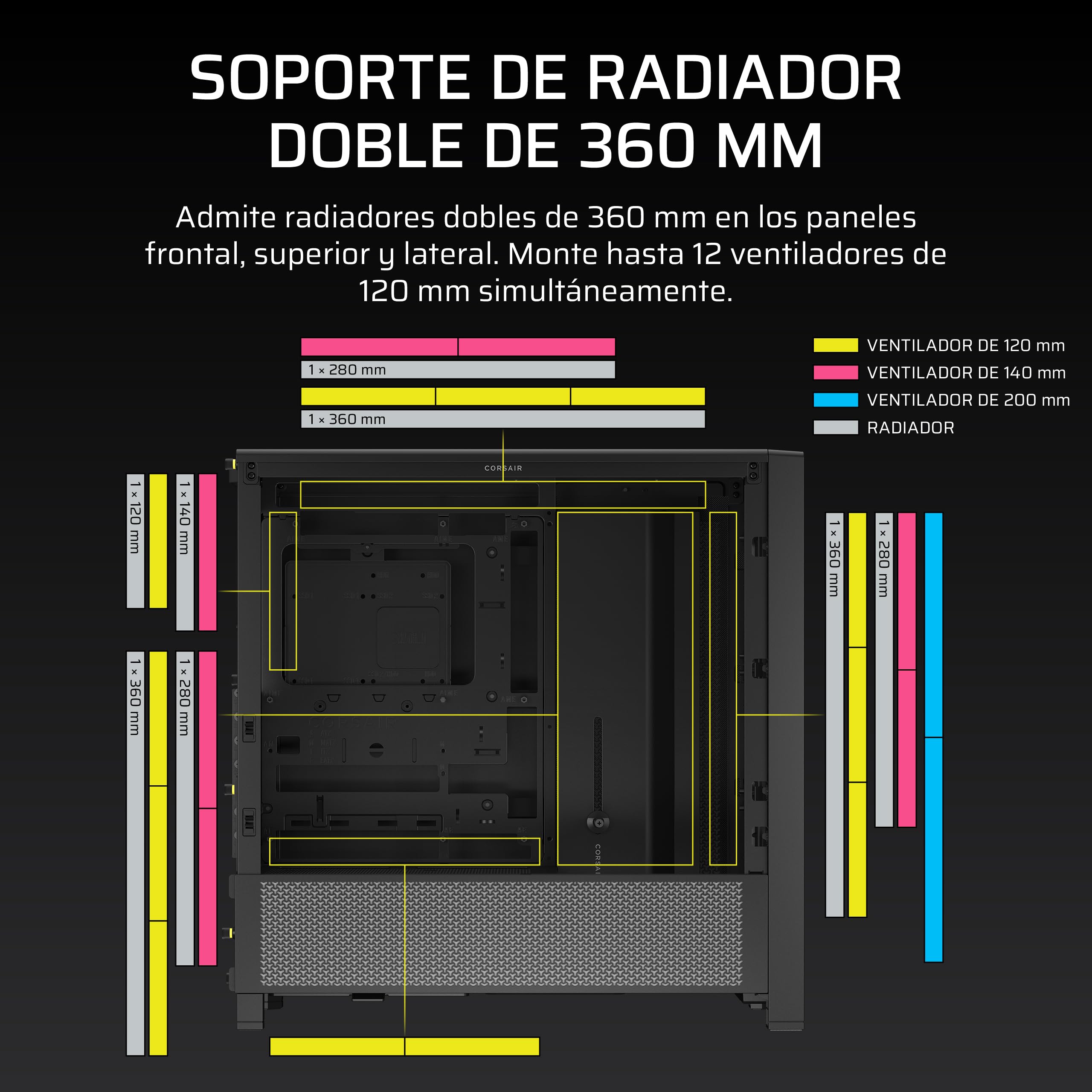 CORSAIR Frame 4000D Caja Modular Mid–Tower ATX para PC – Alto Flujo de Aire, Sistema de Montaje de Ventiladores InfiniRail™, ASUS BTF, MSI Project Zero, Gigabyte Project Stealth – Negro