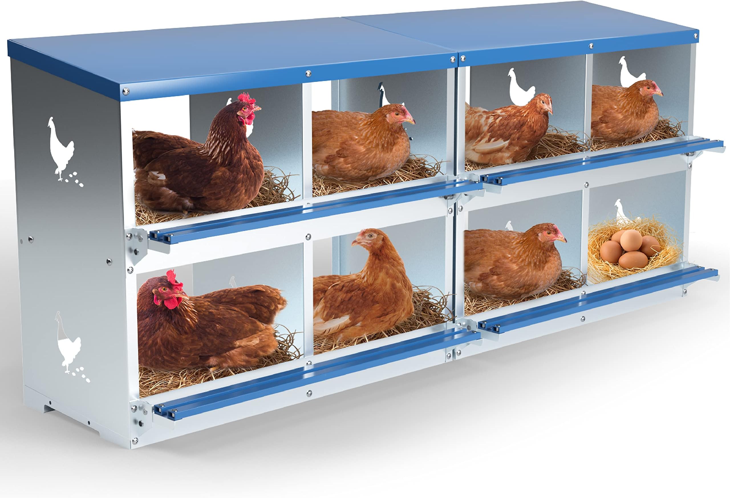 Chicken Nesting Box 8 Holes Laying Boxes for Chicken Hens Ducks Poultry Protect Eggs Chicken Coop Easy Egg Collection Wall Mount Nest Box for Chicken Coop