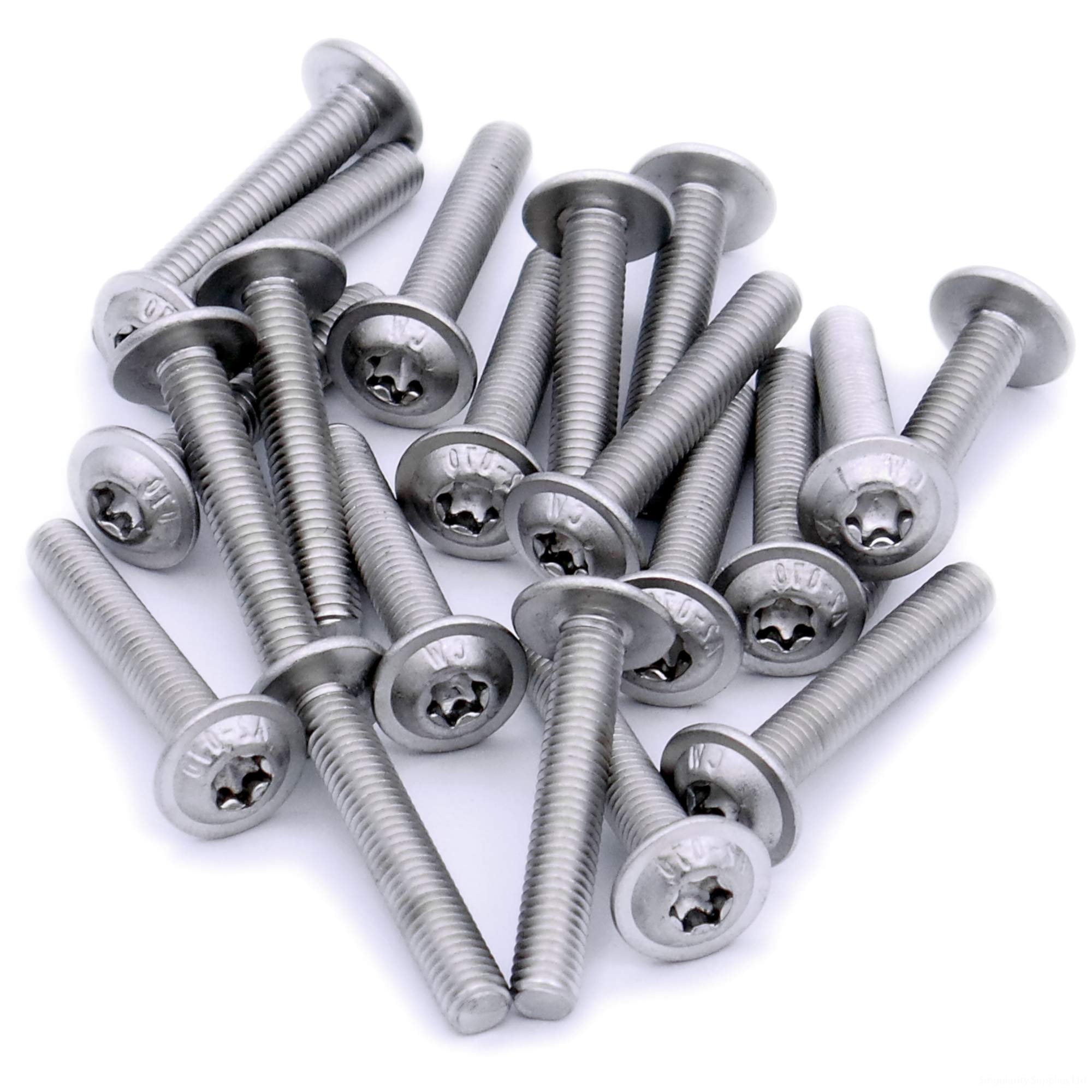 Singularity Supplies Silver M4 (4Mm X 6Mm) Flanged Tx Socket Button Machine Screw (Bolt) - Stainless Steel (A2) (Pack Of 20)