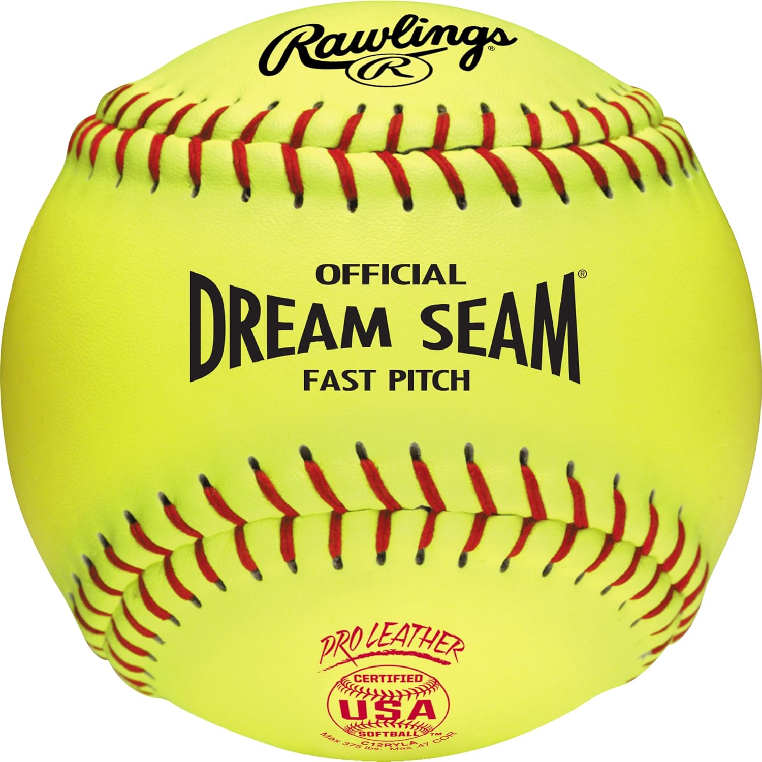 Rawlings Official USA Pro Leather Dream Seam Fastpitch Softballs - 12" C12RYLA USA/ASA Approved, Bulk Packs for Elite Play