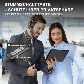 Wantek USB Headset mit Mikrofon für PC Laptop Typ C-USB-35mm Jack 3-in-1-Kopfhörer mit Geräuschunterdrückung und Lautstärkeregler für Callcenter Skype Zoom Home Office Online-Kurse