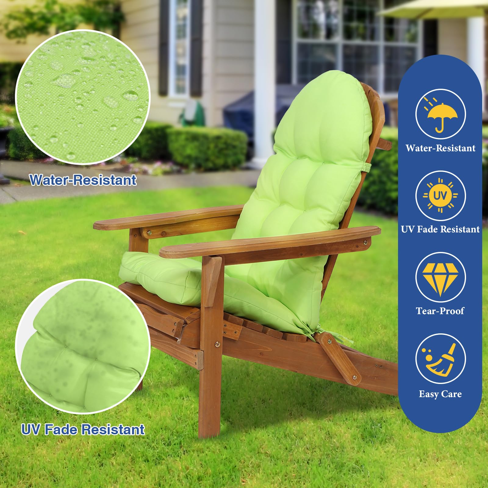Thick Patio Chair Cushions Garden Chair Cushions With Backs Waterproof, Adirondack  Chair Cushions With Ties, Thicked High Back Wicker Chair Cushions, Outdoor  Indoor Padded Patio Seat Cushion,dark Green Pellebant Adirondack Chair  Cushions, image size:1600x1600
