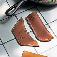 Vista 8 de Orgullosamente fabricado en Georgia con cuero de grano completo - Funda de mango de hierro fundido de cuero, juego de 2 - Funda de mango de hierro