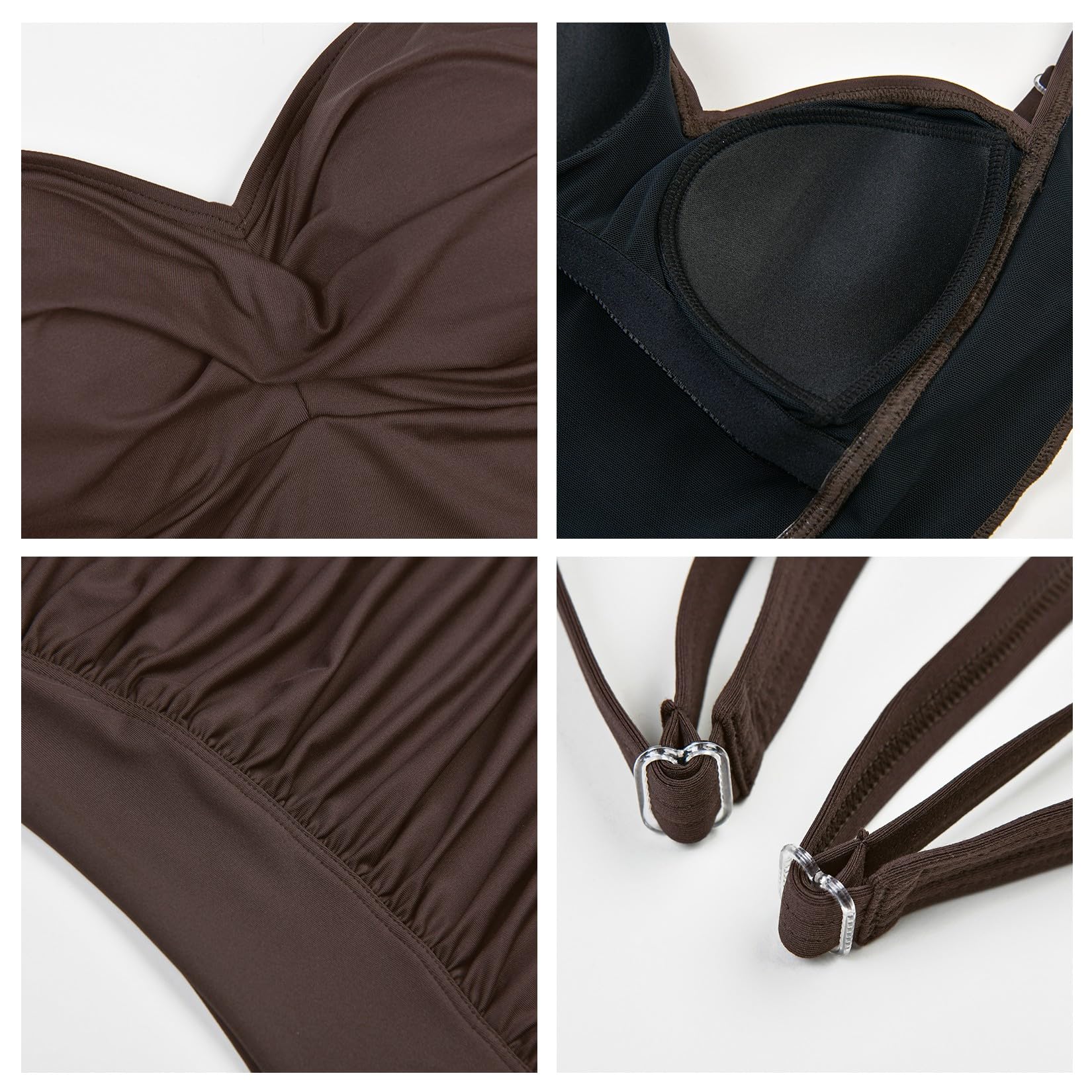 WIN.MAX Costume Intero Donna, Costume Intero con Controllo della Pancia, Costume da Bagno Taglie Forti per Donna Monokini Push-up Vintage, per Coppe da C a DD