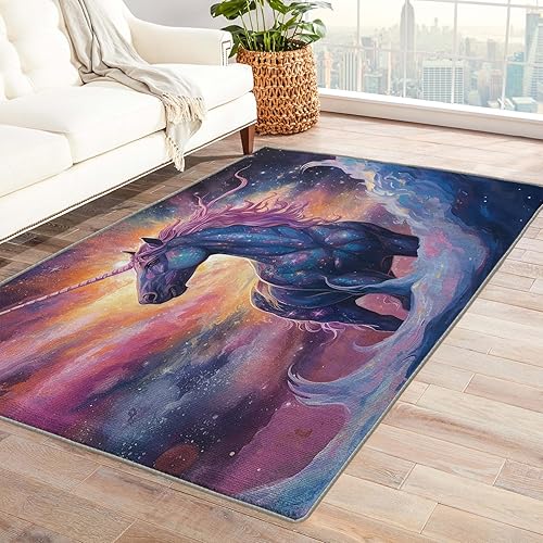 Alfombra de unicornio y decoración del hogar, alfombra de 3 x 4, alfombras para niñas, para sala de estar, dormitorio, alfombra de fantasía,
