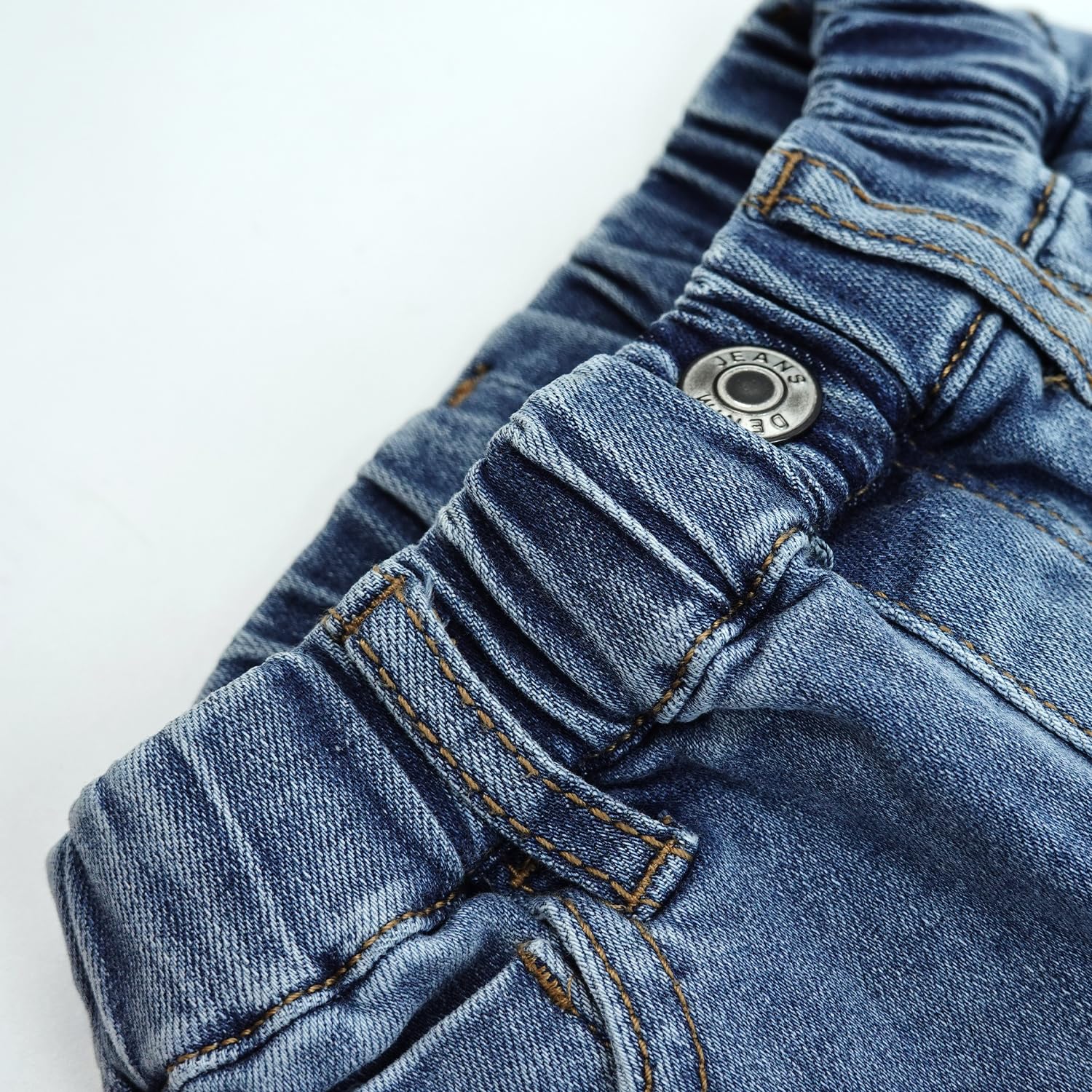 KIDSCOOL SPACE Jeans per Neonati, Vita Elastica per Neonati con Pantaloni in Denim Elasticizzato con Anello a D
