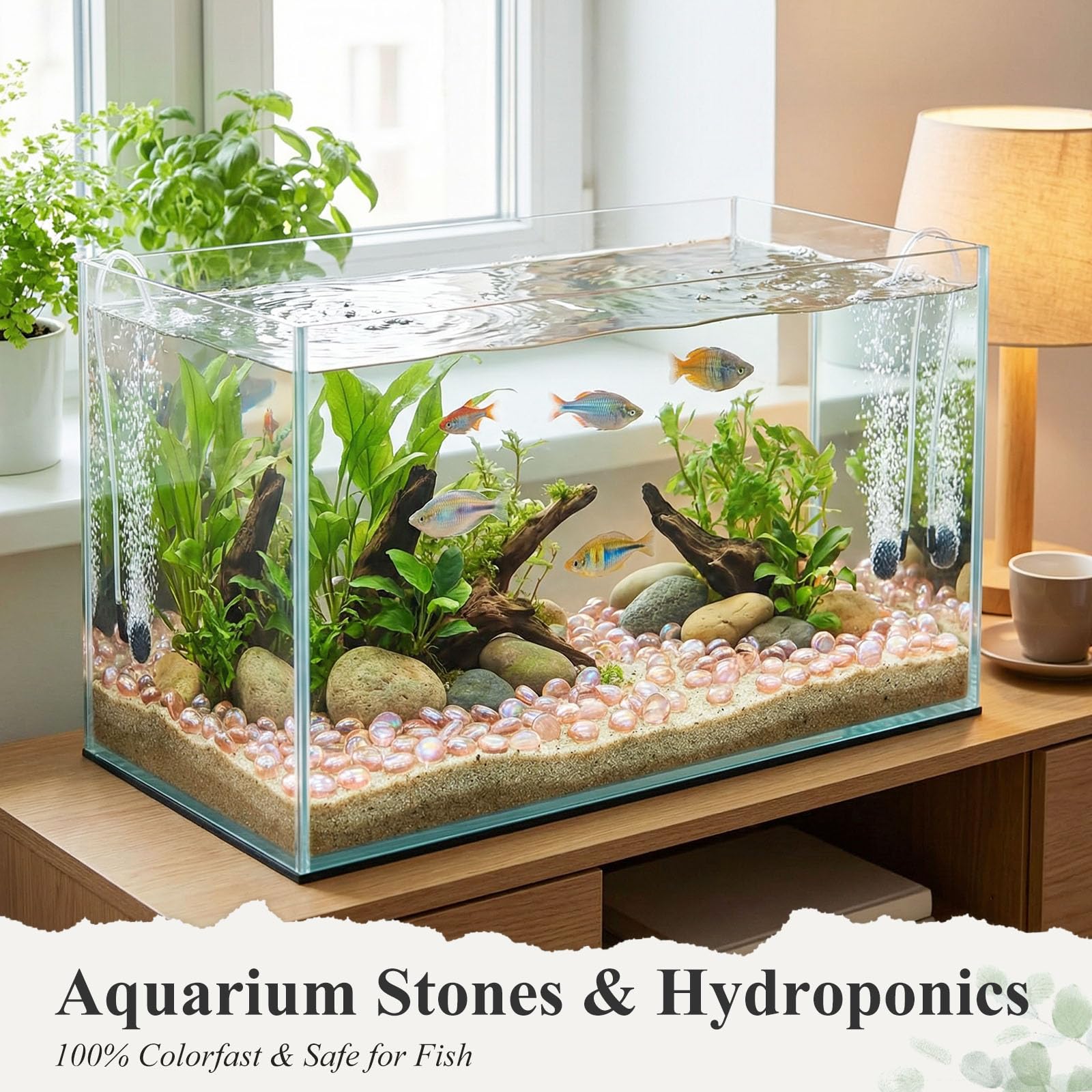 DomeStar Canicas de vidrio plano de 1 libra, canicas decorativas de champán para jarrones, acuario, piedras, peceras, rocas, jarrones, manualidades, decoración de mesa