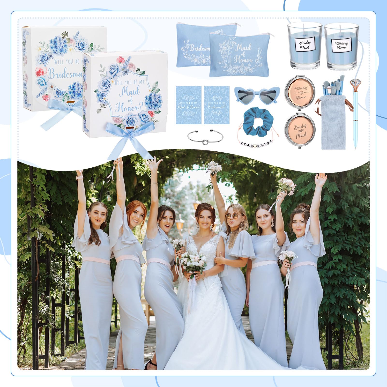 bridesmaid proposal dress Nuogo 8 Sets Gift Wedding Box Set, Blue, Elegant while the pleated detailing Black Satinheart Strapless longline COLOR:LIGHT GRAY 16.5 32/33