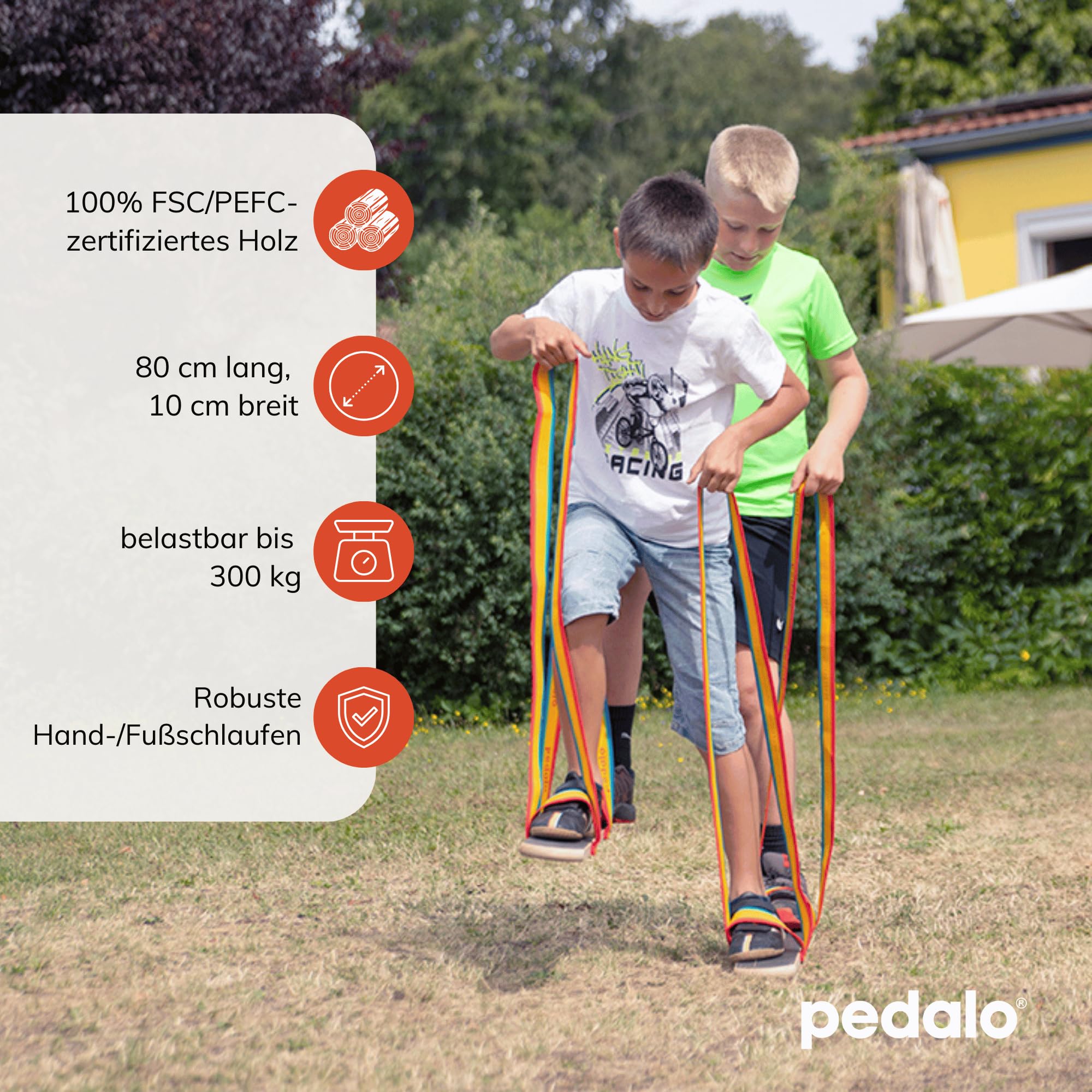 pedalo® Sommerski Hand-Fußschlaufe I 2-4 Spieler I Koordination I Rasenski I Wiesenski I Kindergarten I Teamspiel (2er)