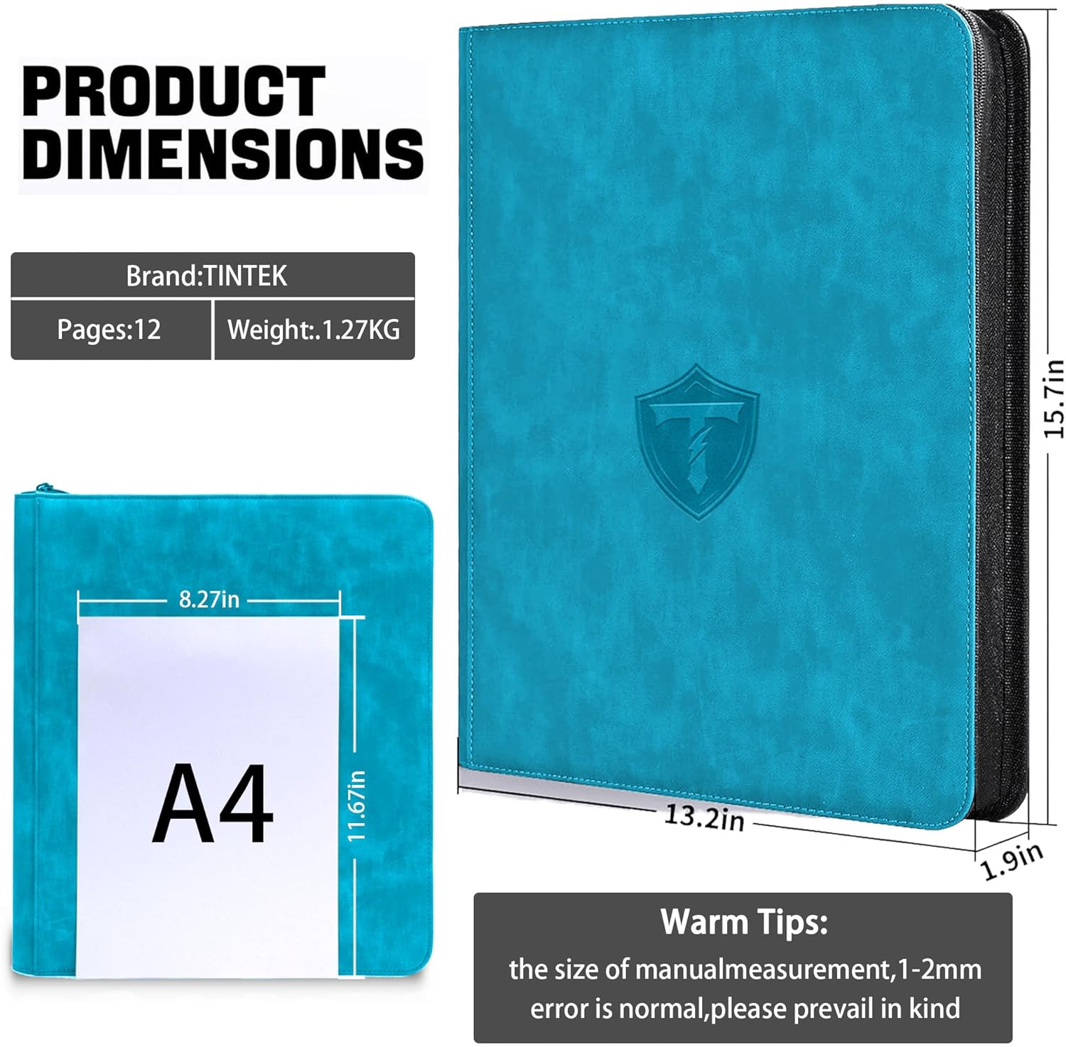9-Pocket Trading Card Binder Album for Top Loader Cards – Holds 252 Cards, Compatible with 3" x 4" Sleeves, Card Holder for PTCG, Sports, TCG, Yu-Gi-Oh, MTG (Aque)