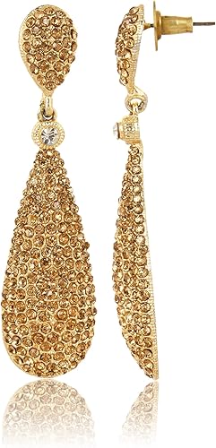 Miniatura 3 de Moonstruck Joyería de disfraces Pendientes colgantes dorados con diamantes de champán para mujer