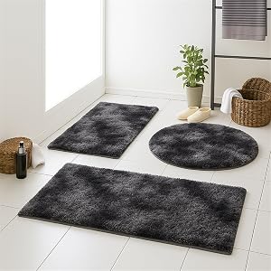 Liveinu Non Slip Shaggy Bathroom Rugs Extra Thick Soft Bath Mats Plush Microfiber Absorbent Water for Tub Shower