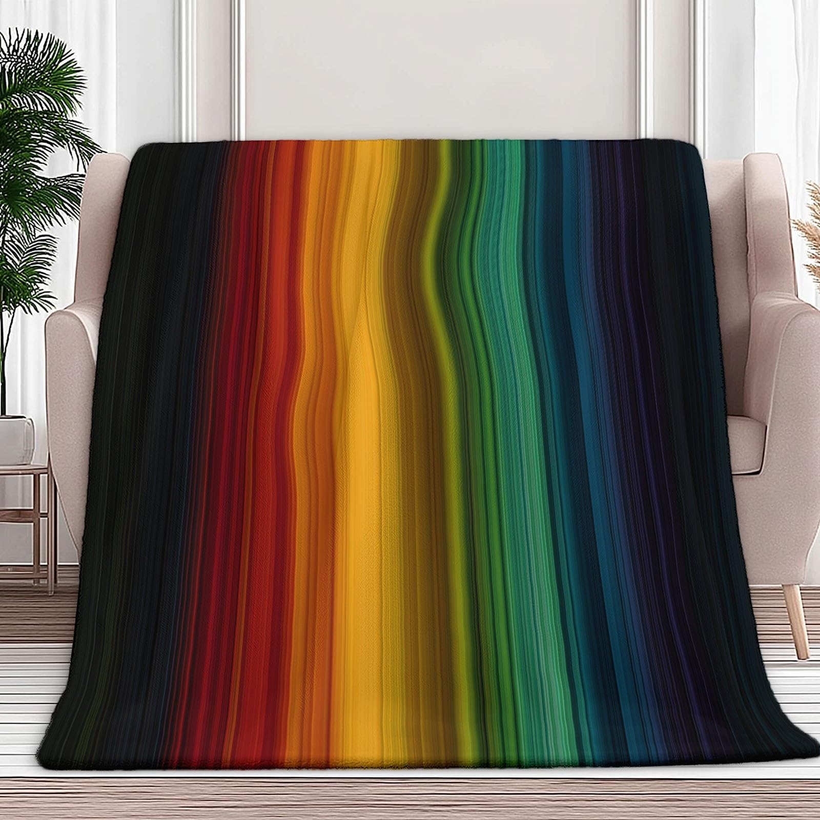 Plaid couverture polaire flanelle doux chaud jeté de canapé arc-en-ciel 130x170