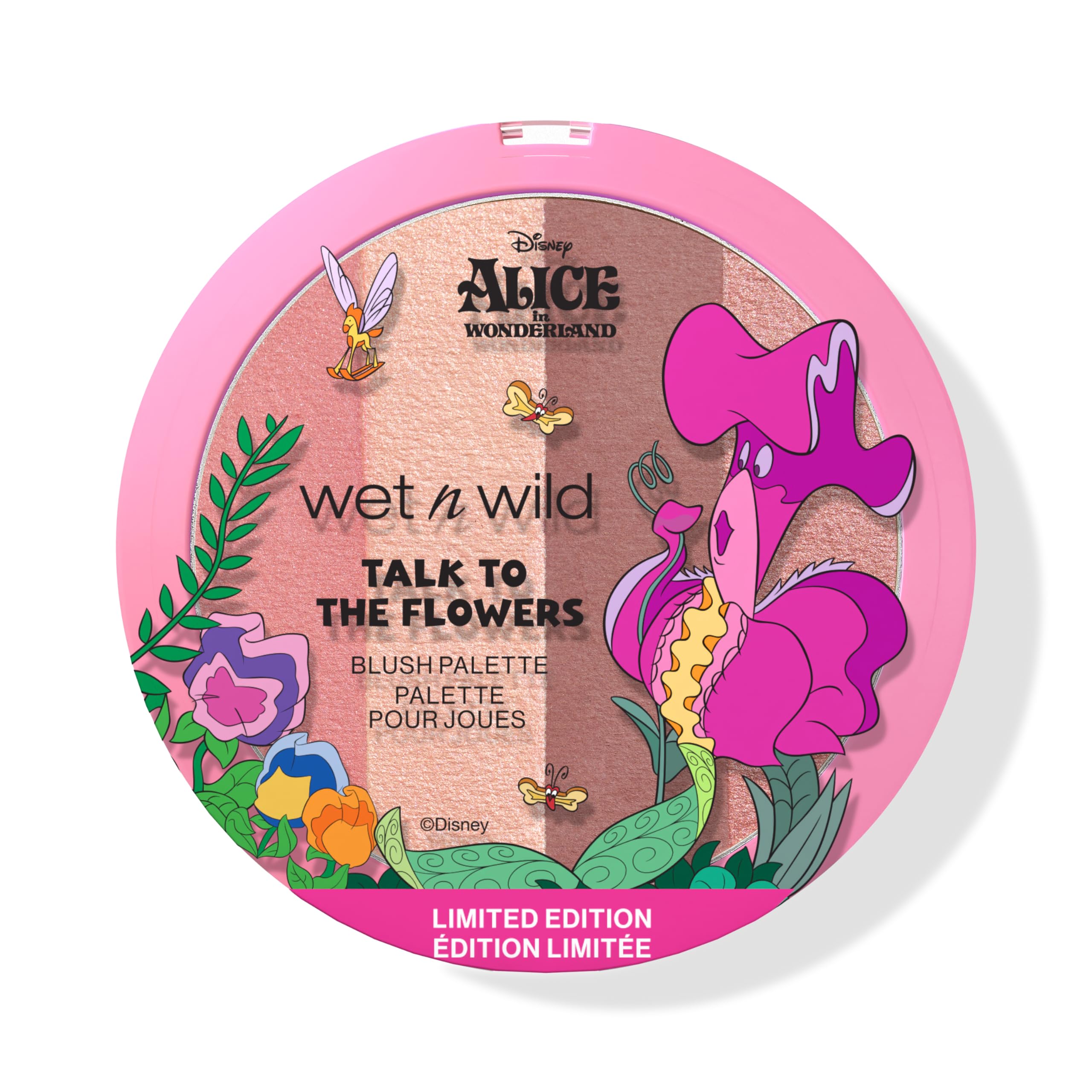 Wet n Wild Alice nel Paese delle Meraviglie 'Talk to the Flowers', Palette di Fard per Viso in 4 Tonalità Vellutate e Miscelabili, Formula a Lunga Durata