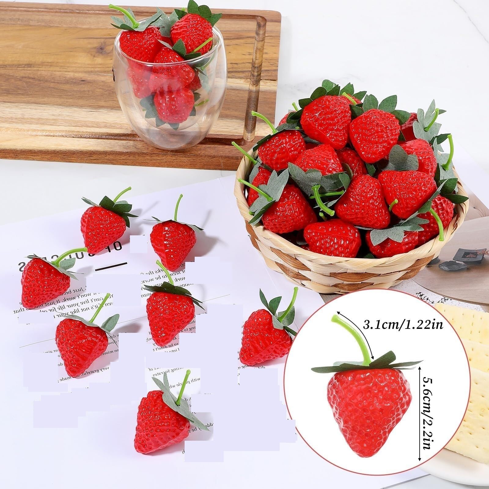 Künstliche Früchte Küche 100 Künstliche Erdbeeren, Künstlich Rot, Fotografie Requisiten Dekoration Tischdekoration