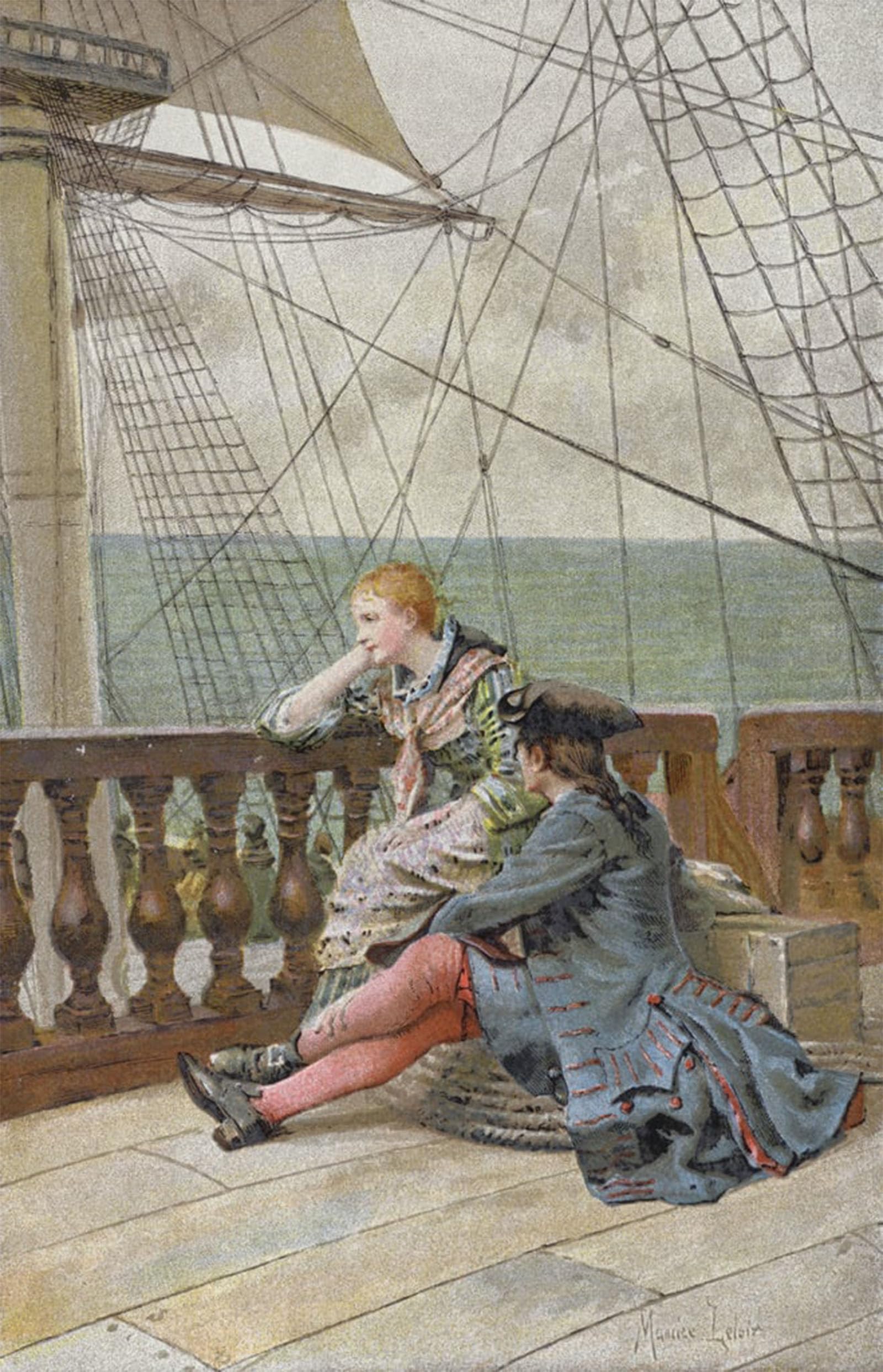 ARTXLXXBN Famous Art Print Poster Vintage Wall Art on Board the Ship by Maurice Leloir Canvas Art Poster for Home Decor 60x90cm