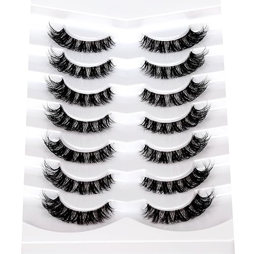 Miniatura 292 de Pooplunch Pestañas postizas de pelo de visón sintético, estilo de ojo de gato, paquete de pestañas postizas naturales esponjosas, paquete múltiple