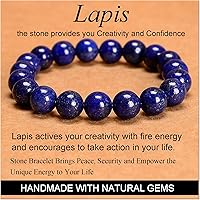 Vista 623 de MASSIVE BEADS Pulsera elástica de yoga hecha a mano con piedra natural, cristal curativo, energía, regalos para adultos unisex de 0.157 in, 0.236