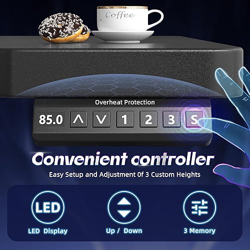 Miniatura 4 de EnHomee Escritorio eléctrico de pie con luces LED, escritorio de oficina de 48 x 24 pulgadas de altura con 3 ajustes preestablecidos de memoria,