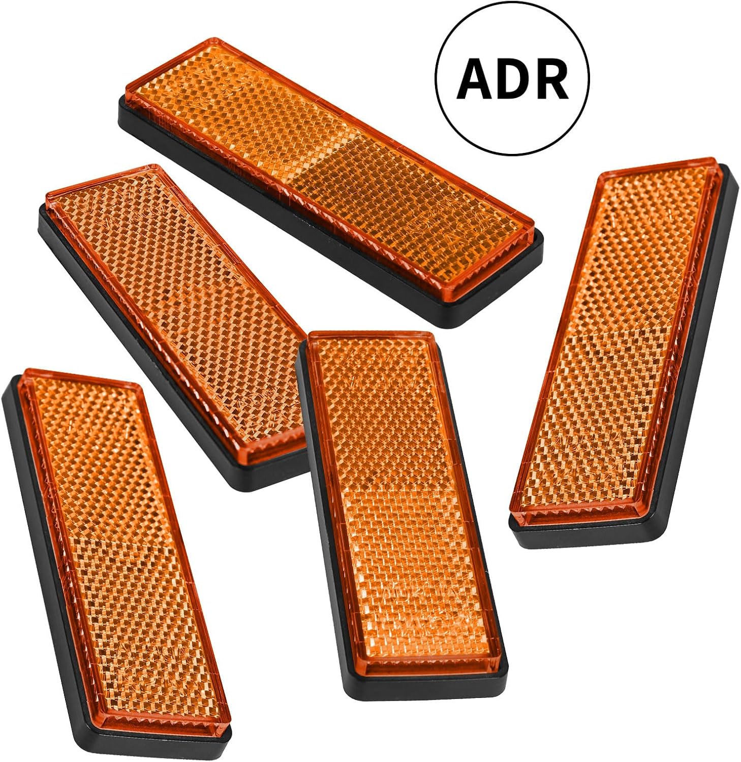 10 Pack Yellow Self Adhesive Rectangle Reflectors, ADR Approval Road Safety Stick-on Rear Reflectors for Trailer Caravan Truck Lorry or Agricultural Machines