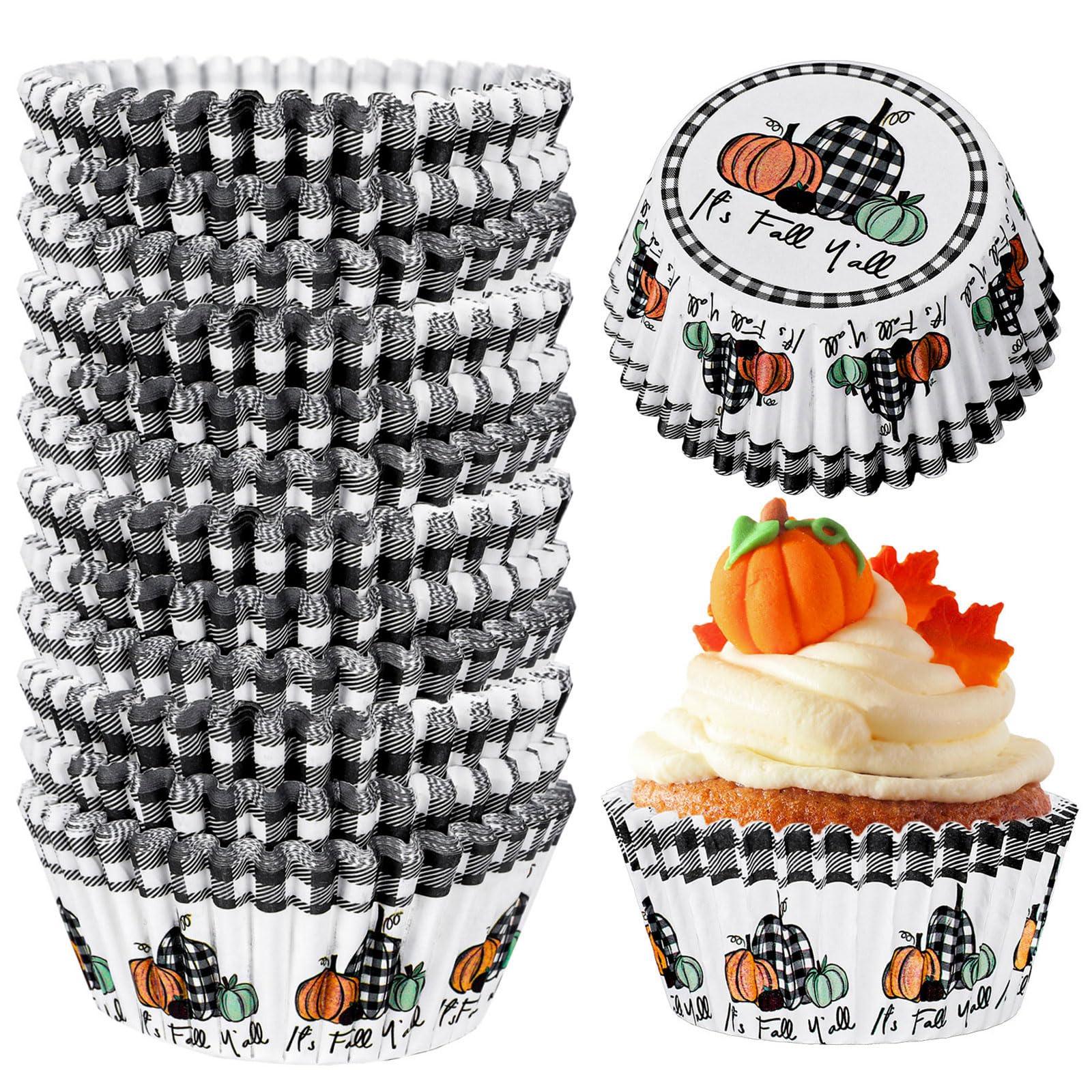 Caissettes à cupcakes citrouille d'automne lot de 600 moules en papier pour gâteaux de fête