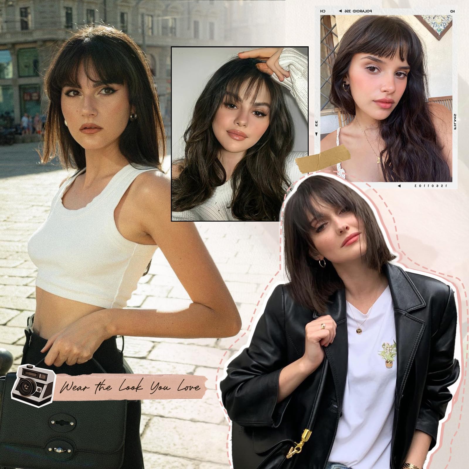 EINAEY Clip-in-Pony, 100 % Echthaar, mittelbraun, künstlicher Pony, Haarteile für Damen, Pony, Haarclip mit Bügel, Wispy Pony, Clip-in-Haarverlängerungen für den täglichen Gebrauch