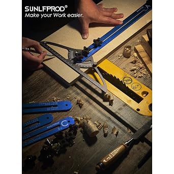 Stair Tread Template Tool - Dual Solid Nut Locking Stair Tread Tool Jig, Stair Measuring Tool Jig, Stair Step Scribe Tool, Stair Template, Stair Gauge Tool (Blue-Gray)