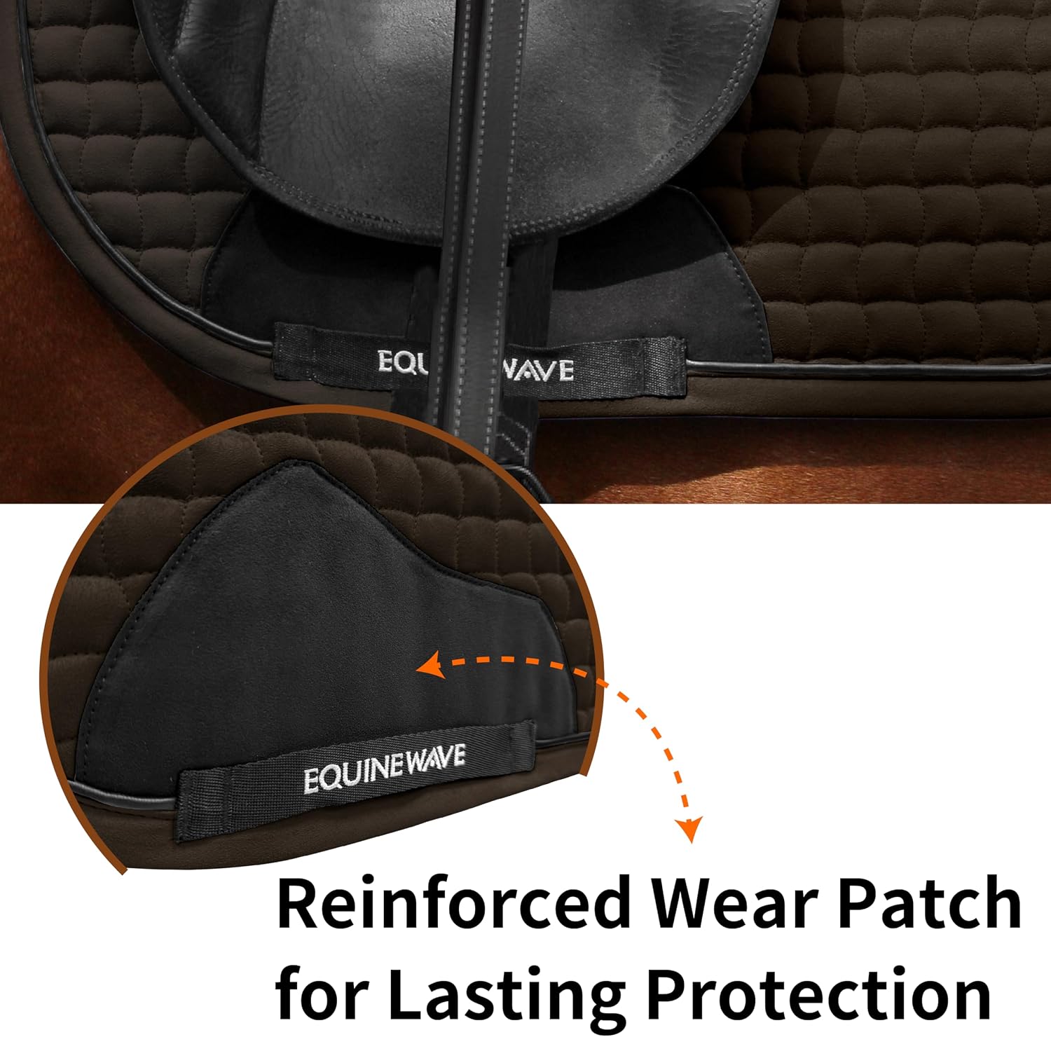 EQUINEWAVE Aria Soft Suede Jump Saddle Pad – Breathable Moisture-Wicking Lining, Shock-Absorbing Cushion, Contoured Spine, English All Purpose Saddle Pad