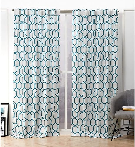Miniatura 8 de Nicole Miller Hexa - Par de paneles de cortinas filtrantes de luz, pestañas ocultas y bolsillo para barra en la parte superior, 54 x 96 pulgadas,