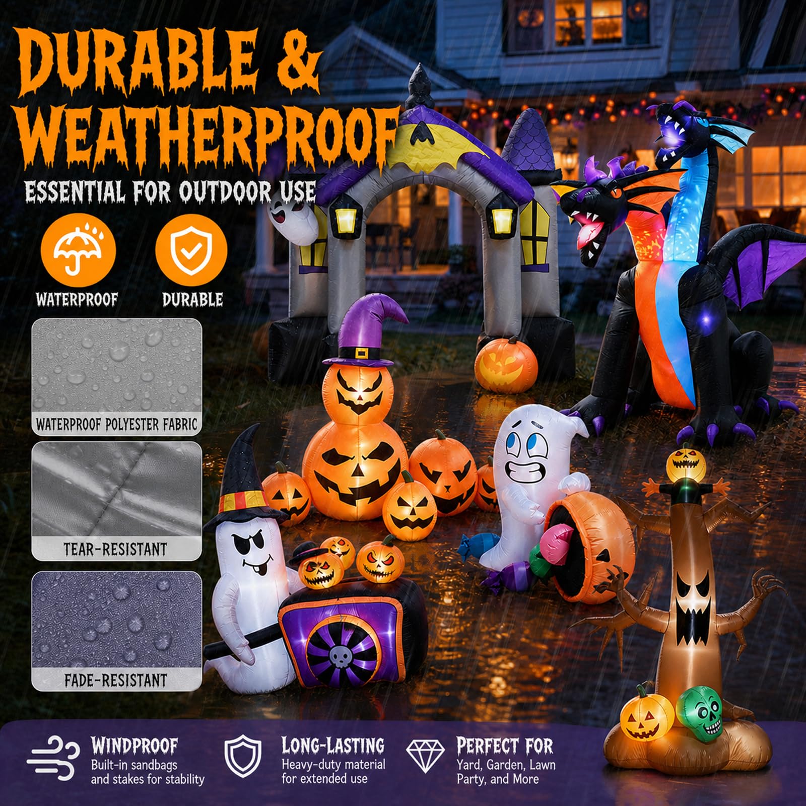 Halloween Nadmuchiwane Figurki, Szybkie Pompowanie I Prosty Montaż, Do WewnąTrz, Na ZewnąTrz, PodwóRko, OgróD, Trawnik, PrzyjęCie, Dekoracja E