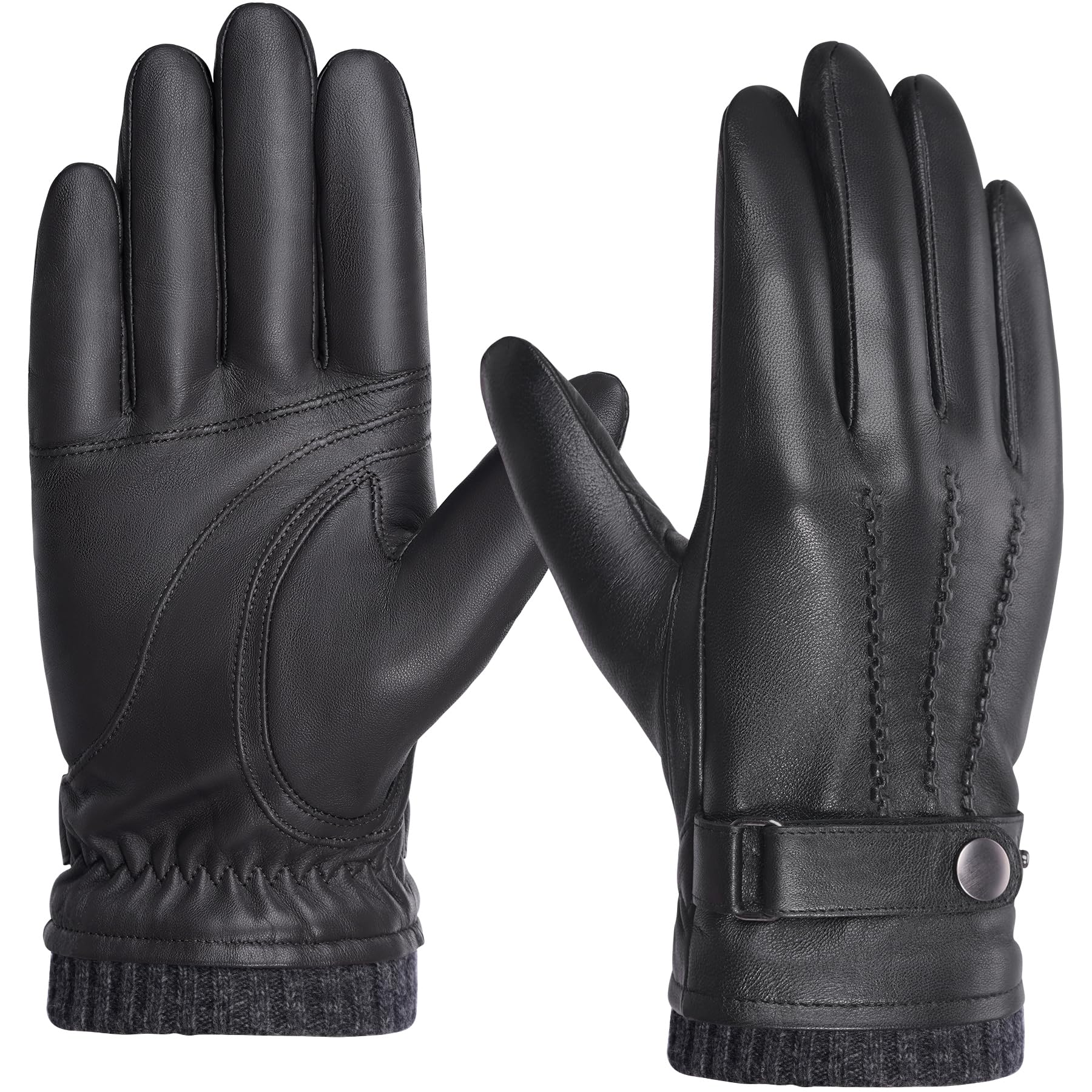 BISON DENIM Sheepskin Leather Gloves for Men