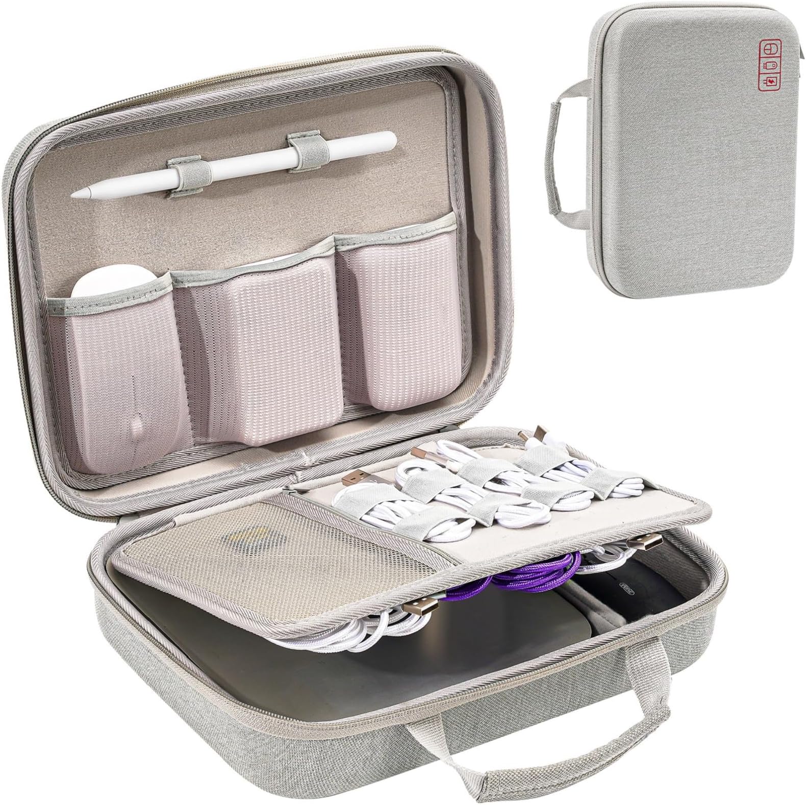 ProCase Hard Travel Electronic Organizer Case for MacBook Power Adapter Chargers Cables Power Bank Apple Magic Mouse Apple Pencil USB Flash Disk SD Card Small Portable Accessories Bag