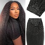 Straight Clip in Human Hair Extensions 110g 8Pcs with 18Clips Full Head for Black Women Natural Black Brazilian Clip in Hair Extension Human Hair Kinky Straight Clip Ins for Women1B 18Inch