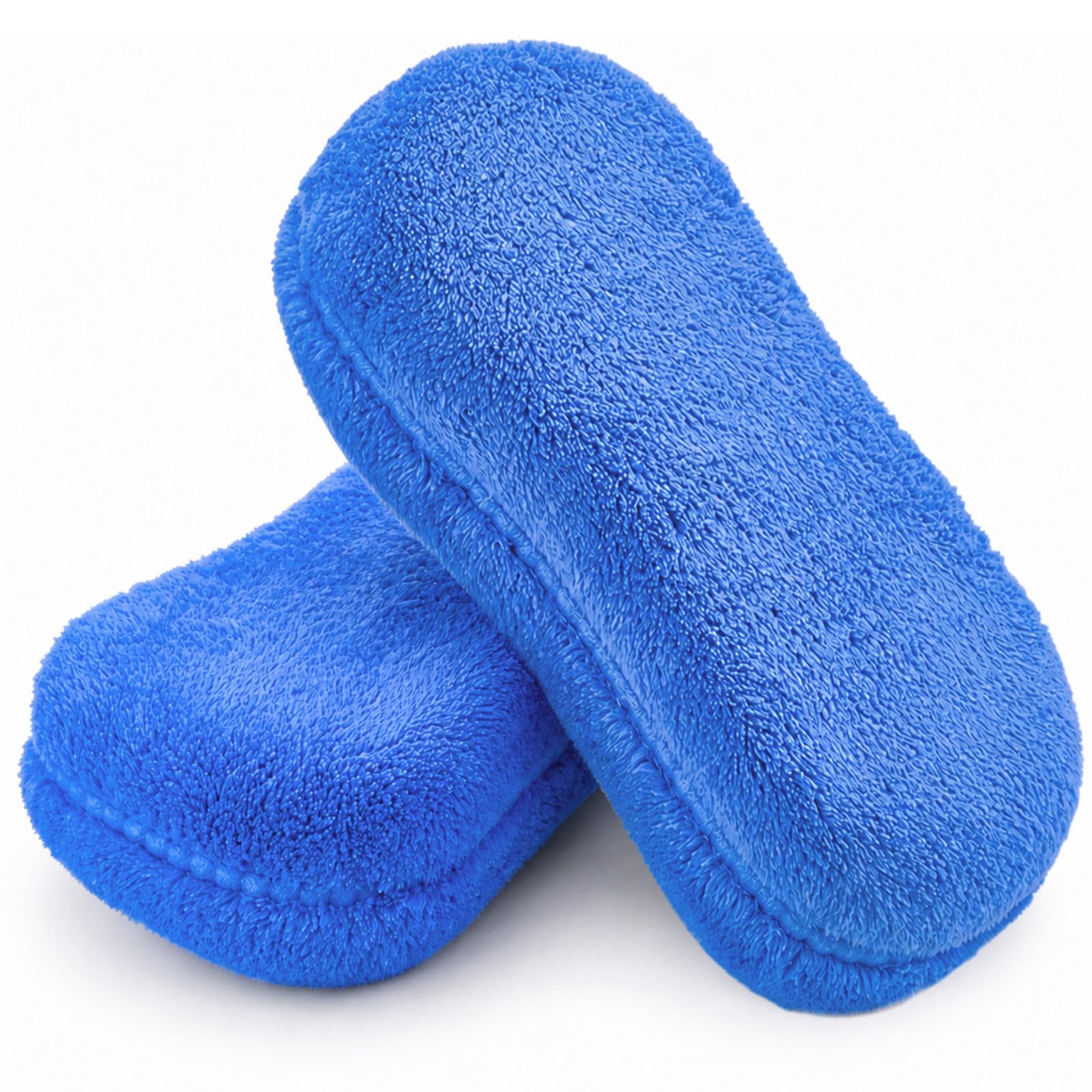 2 Pcs Large Microfiber Car Wash Sponges, 8.9 x 4.7 Inch, Blue