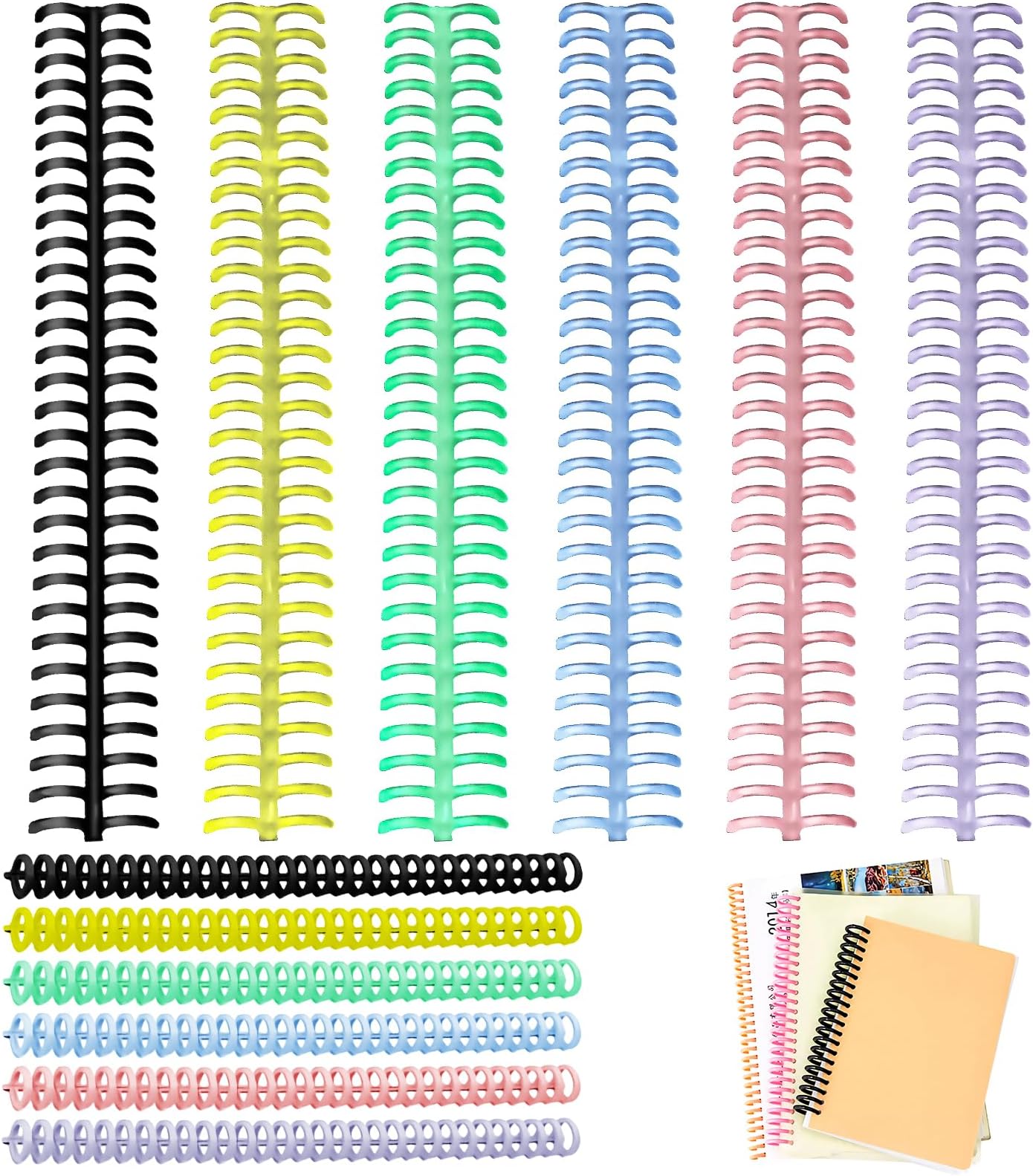 Mesen Binding Combs, 13mm Colorful Spiral Binding Coils, 30 Hole 95 Sheet Capacity Binding Ring Max Binding A4 Size Paper (12pcs)