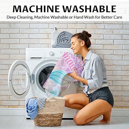 Miniatura 5 de Manta de cola de sirena, suave, mullida y cálida, manta pequeña de 40 x 50 pulgadas para sofá, manta colorida y bonita para niñas