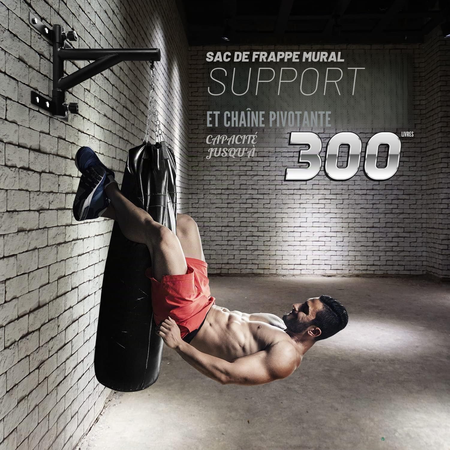 Yes4All Support Mural réglable pour Sac de Frappe avec chaîne - Boxe, Muay Thai, MMA