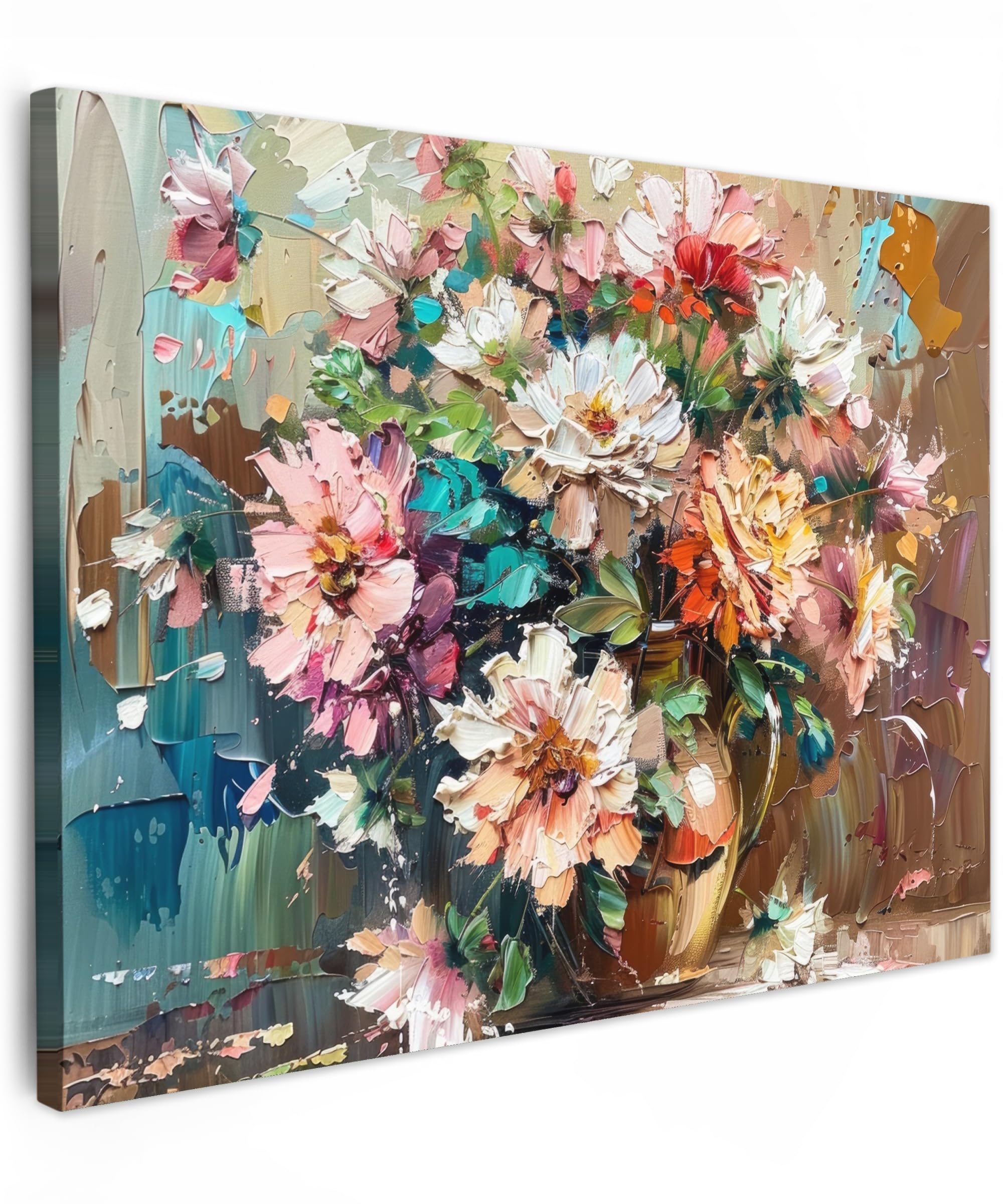 Muchowow Flowers - Painting Muchowow© Canvas Wall Art 28"X20" / 70X50 Cm Decor Paintings Prints Framed On Canvas Decorations Wallart - Colourful - Watercolour