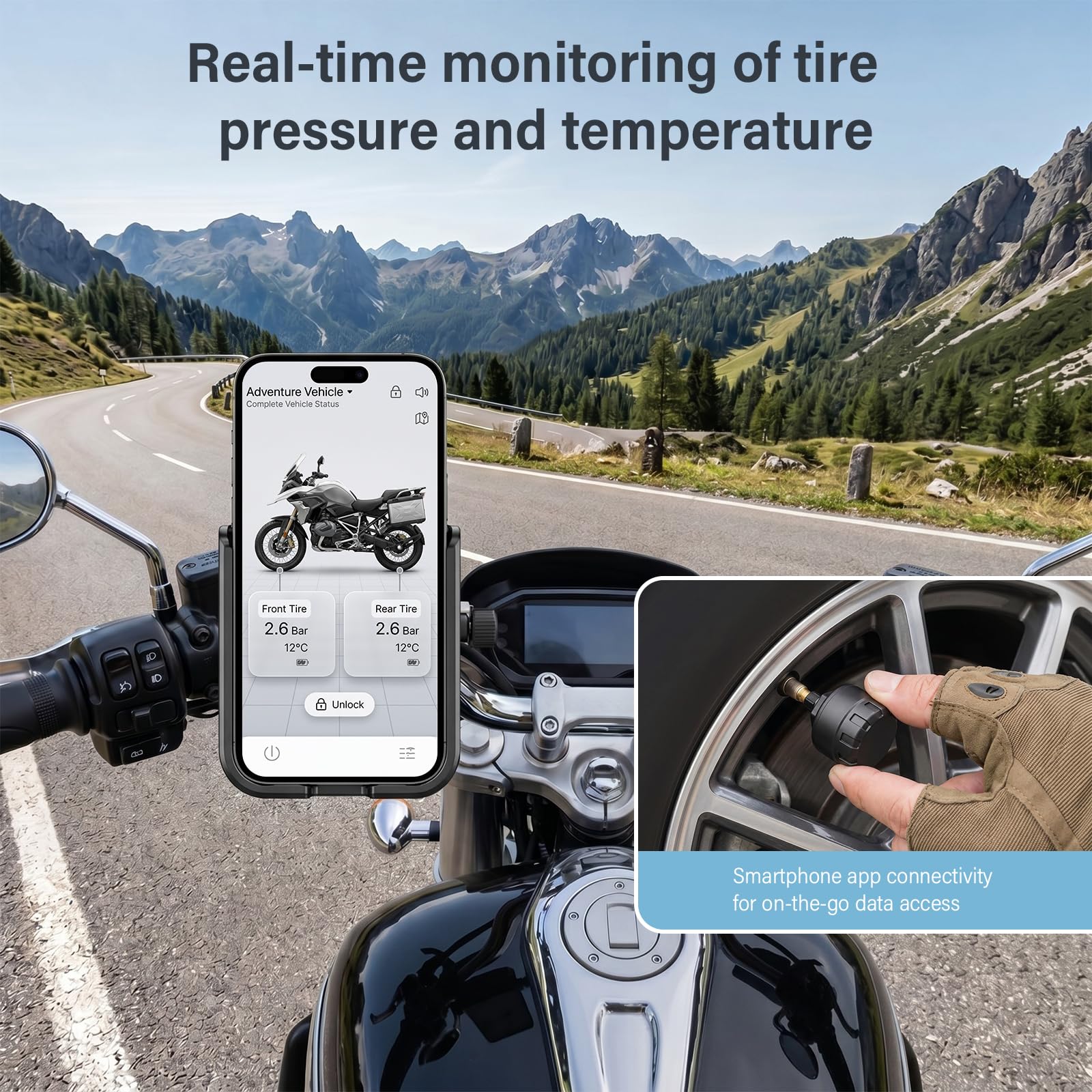 TPMS Reifendruck Kontrollsystem mit App Bluetooth Reifendruckkontrollsystem