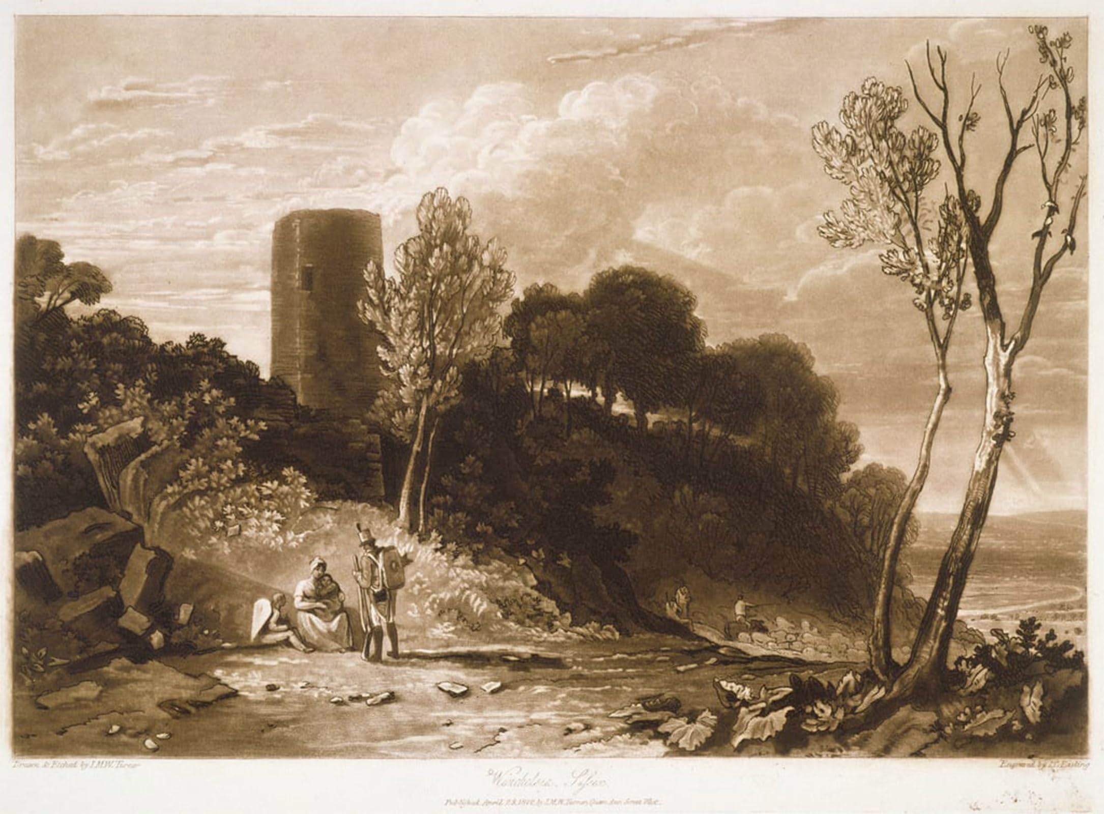 ARTXLXXBN Famous Art Print Poster Vintage Wall Art Winchelsea Sussex From the 'Book of Studies' Engraved by J.c. Easling by Mallord William Turner Canvas Art Poster for Home Decor 60x90cm
