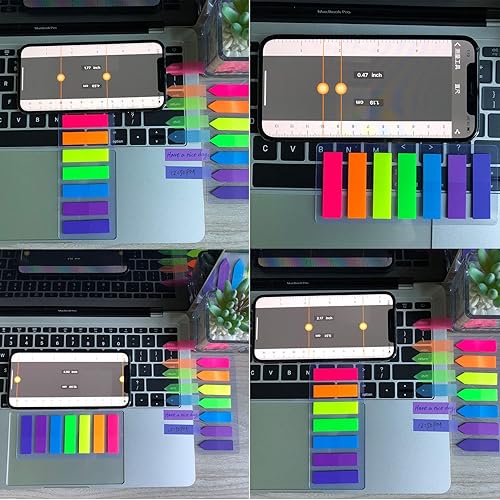 Miniatura 5 de Nicepaper Lindos marcadores de página de notas adhesivas transparentes con diseño rectangular, 2100 pestañas de índice adhesivas fluorescentes,