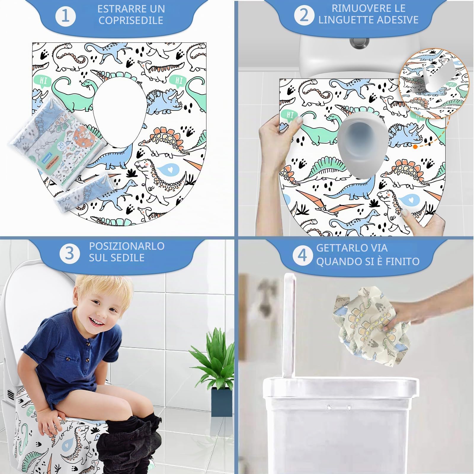 YIHATA 20 Pezzi Copriwater USA e getta per bambini e adulti Coprisedili Monouso per WC Pubblico