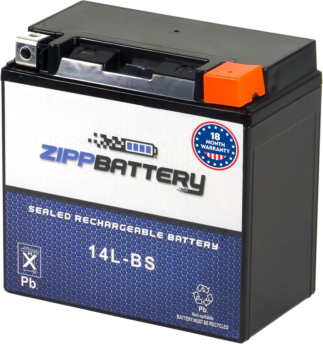 YTX14L-BS Maintenance-Free 12V 14Ah Battery Replacement for ATV, Motorcycle, Jet Skis, Scooter, UTV, and More - Nut and Bolt (T3) Terminal